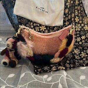 Coach Multicolor Shearling Shoulder Bag